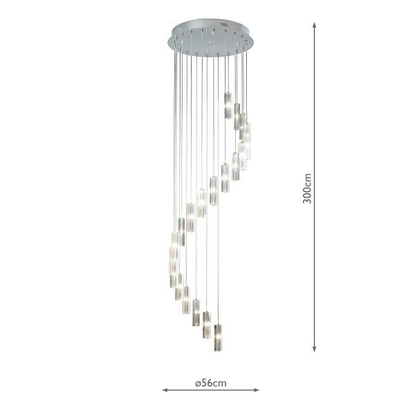 Galileo 20 Light Cluster Pendant Polished Chrome Crystal LED - 3M Drop - Image 5