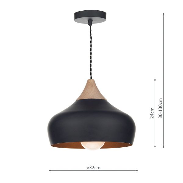 Gaucho 1 Light Pendant Black - Image 6