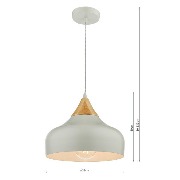 Gaucho 1 Light Single Pendant Grey And Wood - Image 6
