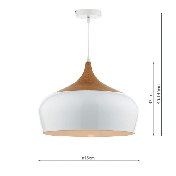 Gaucho 1 Light Pendant White Large - Image 4