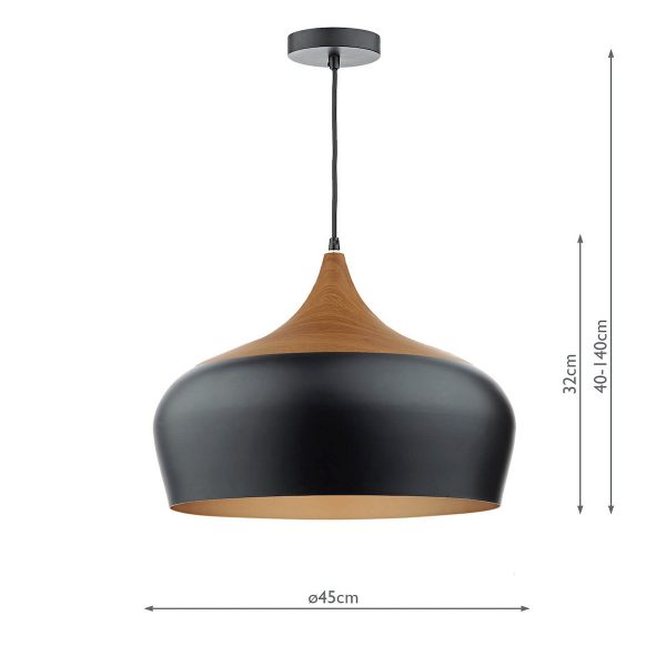Gaucho 1 Light Pendant Black Large - Image 4