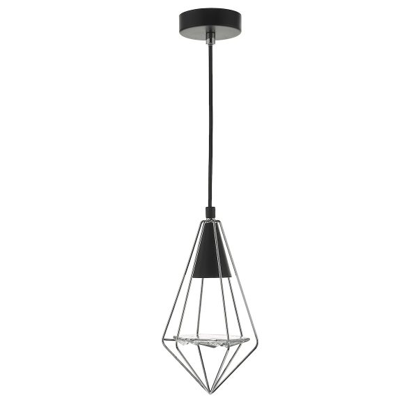 Gianni 1 Light Pendant Black, Polished Chrome & Glass - Image 2