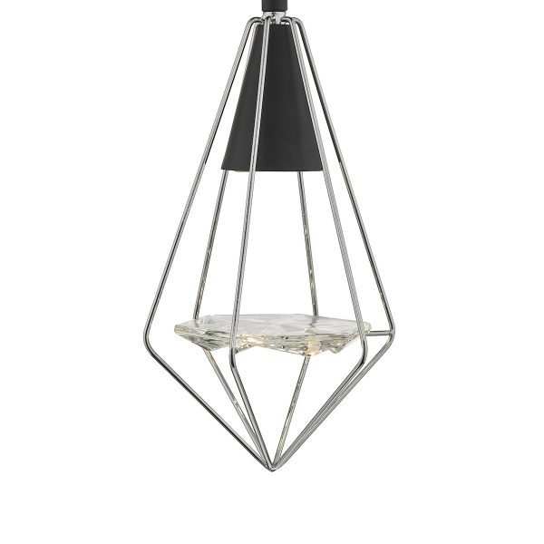Gianni 1 Light Pendant Black, Polished Chrome & Glass - Image 3