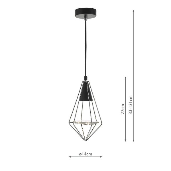 Gianni 1 Light Pendant Black, Polished Chrome & Glass - Image 4