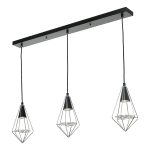 Gianni 3 Light Pendant Black, Polished Chrome & Glass