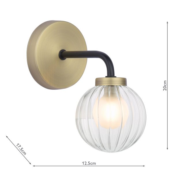 Gibbs Wall Light Antique Brass & Glass - Image 3