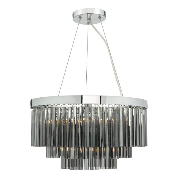 Giovana 5 Light Pendant Polished Chrome & Smoked Glass
