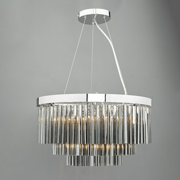 Giovana 5 Light Pendant Polished Chrome & Smoked Glass - Image 3