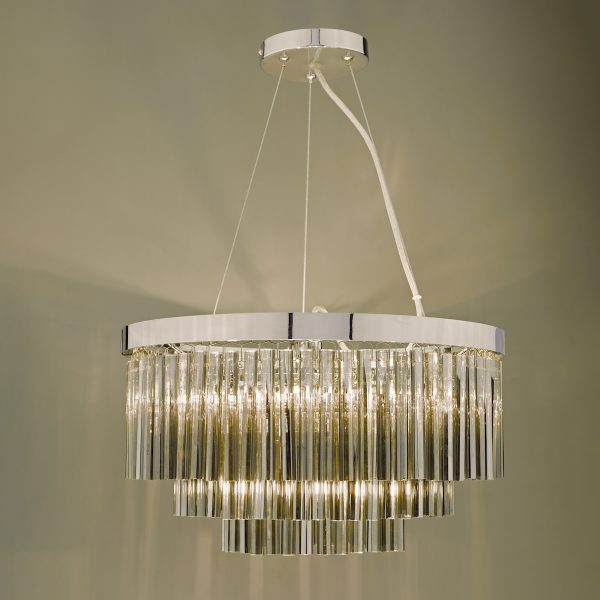 Giovana 5 Light Pendant Polished Chrome & Smoked Glass - Image 4