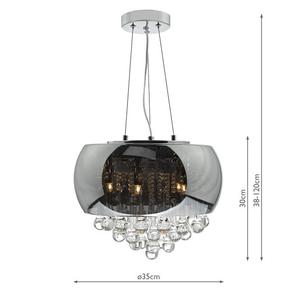 Giselle 5 Light Pendant Smoked & Clear Glass - Image 5