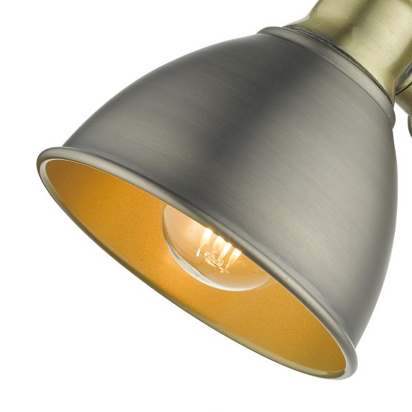 Governor Single Wall Spotlight Antique Chrome & Brass - Image 3
