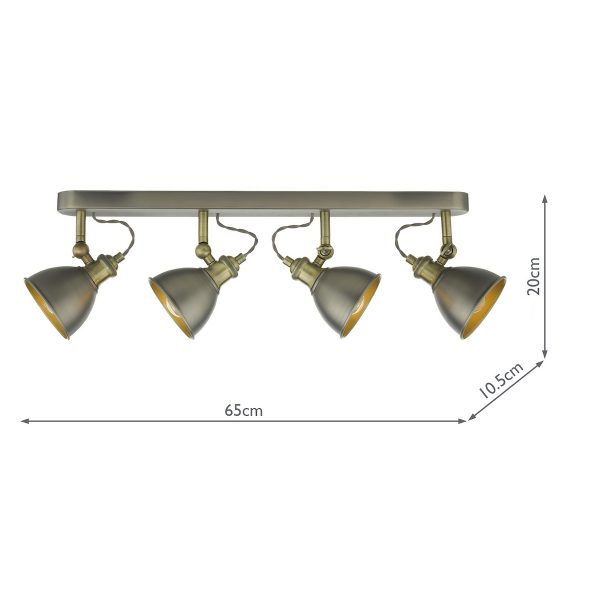 Governor 4 Light Bar Spotlight Antique Chrome Antique Brass - Image 6