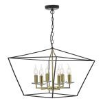 Gretchen Cage 6 Light Pendant Matt Black & Polished Brass