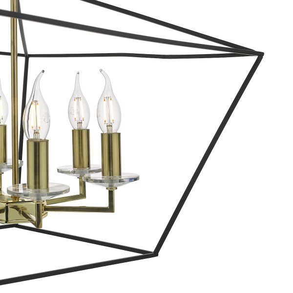 Gretchen Cage 6 Light Pendant Matt Black & Polished Brass - Image 3