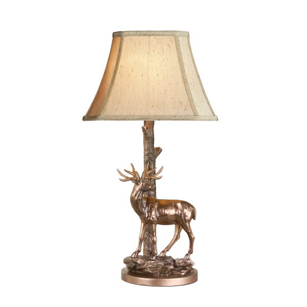 Gulliver Deer Table Lamp in Aged Brass With Shade