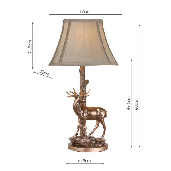 Gulliver Deer Table Lamp in Aged Brass With Shade - Image 4