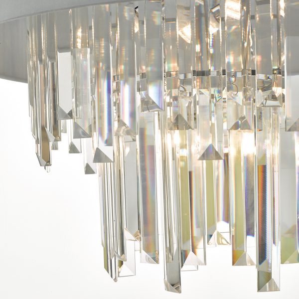Halle 6 Light Pendant Grey Shade & Crystal - Image 2