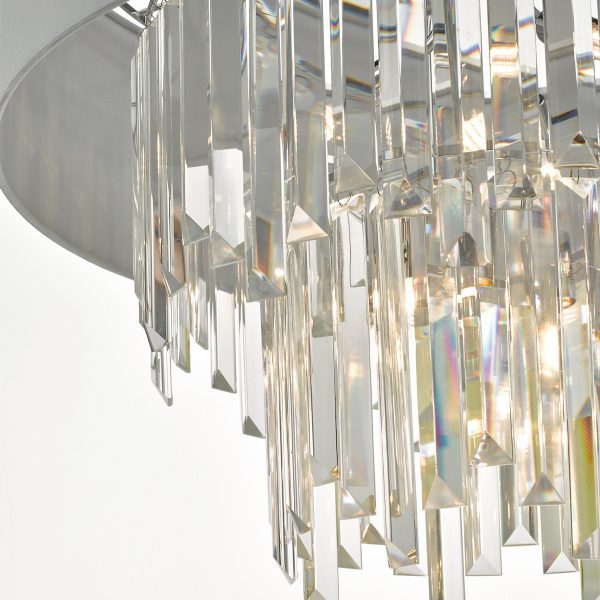 Halle 6 Light Pendant Grey Shade & Crystal - Image 3