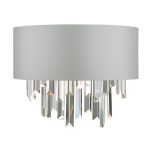 Halle 2 Light Wall Light Grey Shade & Crystal