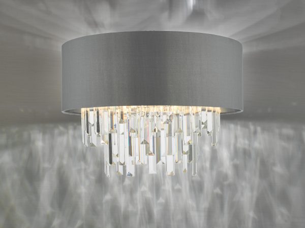 Halle 4 Light Flush Grey Shade Crystal - Image 5