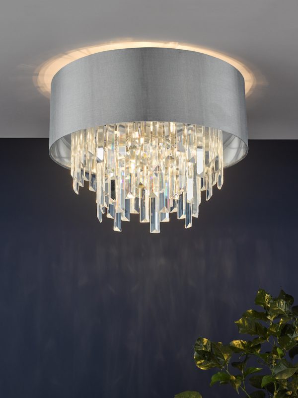 Halle 4 Light Flush Grey Shade Crystal - Image 6