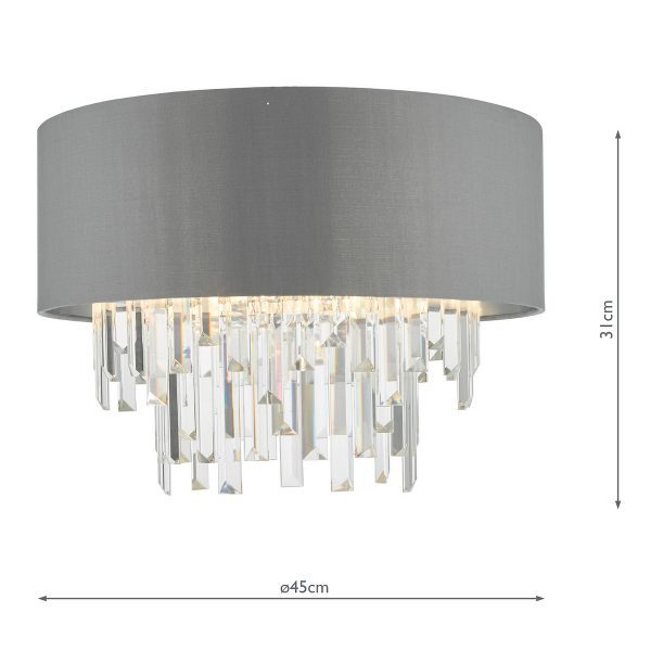 Halle 4 Light Flush Grey Shade Crystal - Image 7