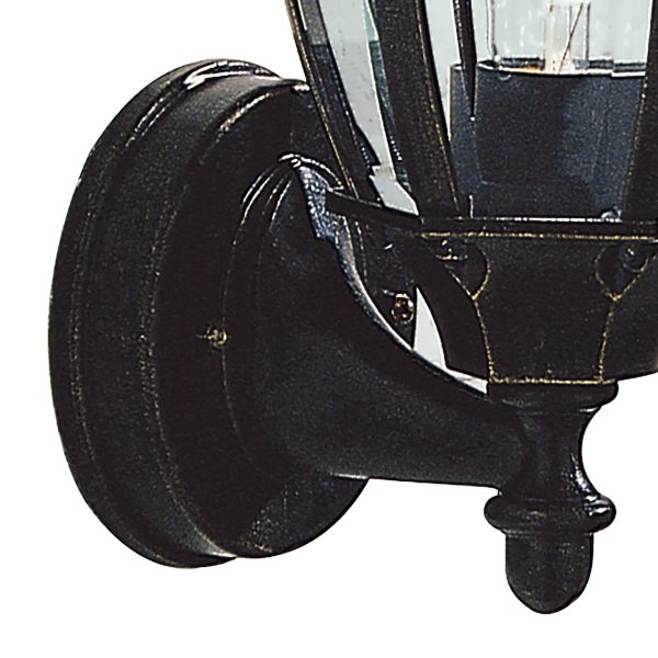 Hambro Outdoor Wall Light Black/Gold Glass IP43 - Image 3