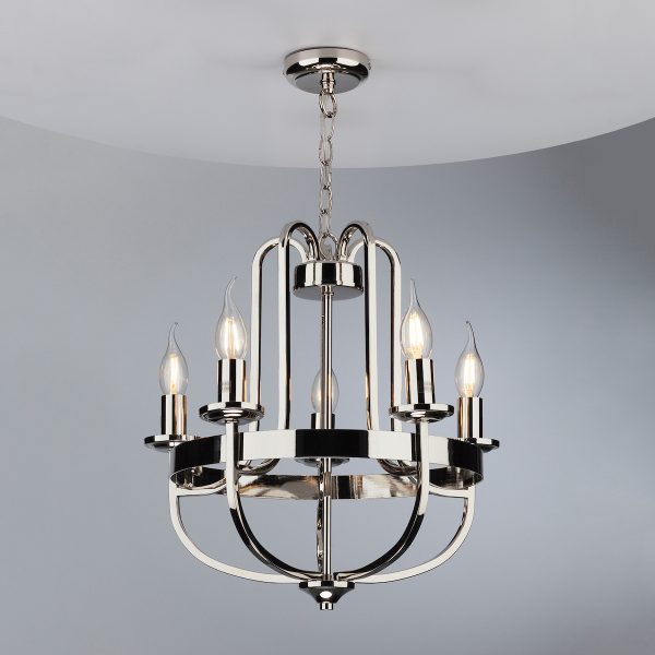 Heythrope 5 Light Pendant Polished Nickel - Image 4
