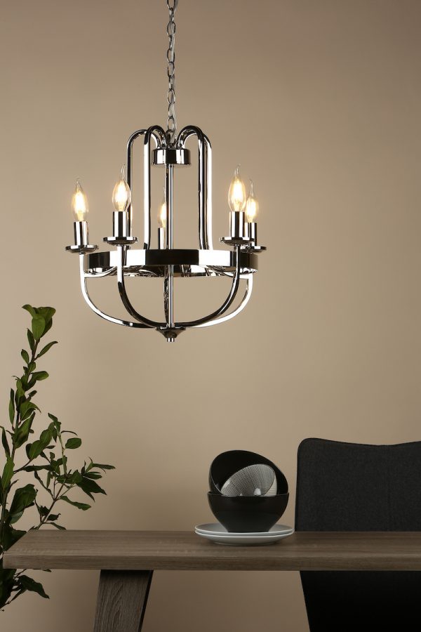 Heythrope 5 Light Pendant Polished Nickel - Image 5