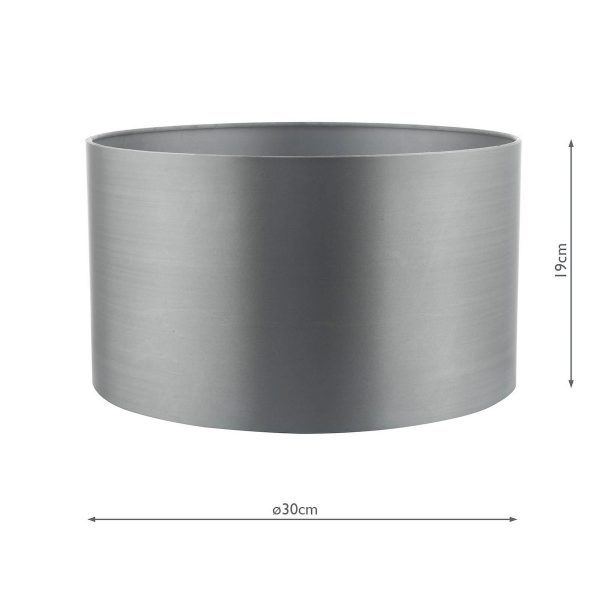 Hilda Grey Faux Silk Drum Shade 30cm - Image 2