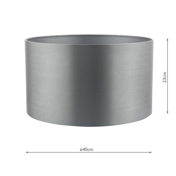 Hilda Grey Faux Silk Drum Shade 40cm - Image 2