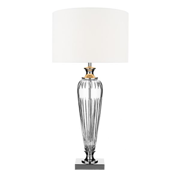Hinton Table Lamp Polished Chrome Crystal With Shade