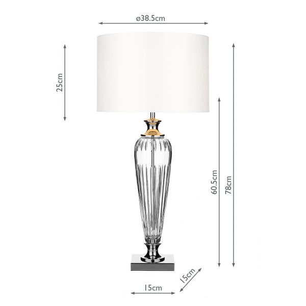 Hinton Table Lamp Polished Chrome Crystal With Shade - Image 6