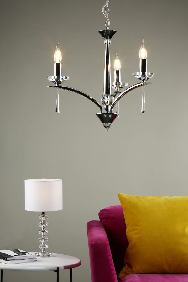 Hyperion 3 Light Dual Mount Pendant Polished Chrome Crystal - Image 5