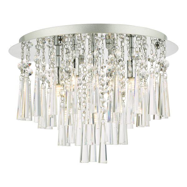 Iclyn 5 Light Flush Polished Chrome Crystal