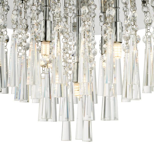 Iclyn 5 Light Flush Polished Chrome Crystal - Image 4