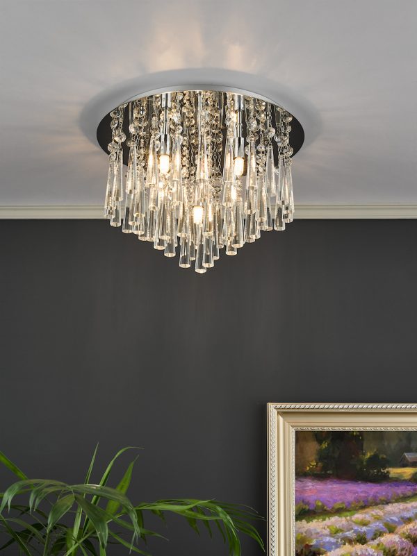 Iclyn 5 Light Flush Polished Chrome Crystal - Image 6