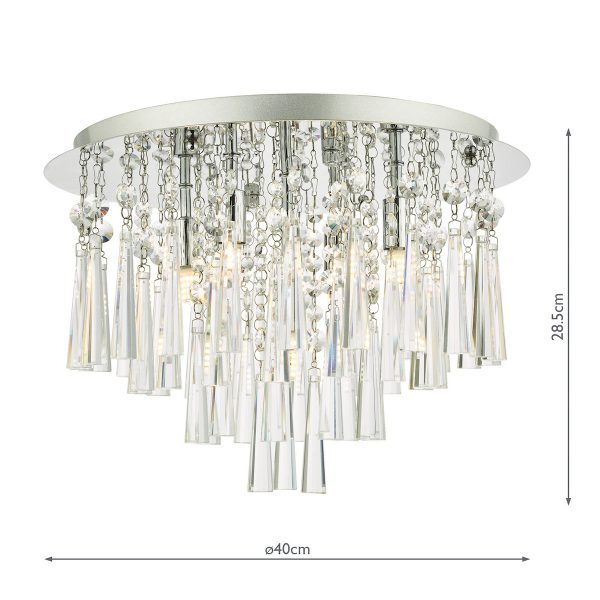 Iclyn 5 Light Flush Polished Chrome Crystal - Image 7