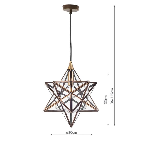 Ilario Small Star Pendant Antique Brass Glass - Image 4
