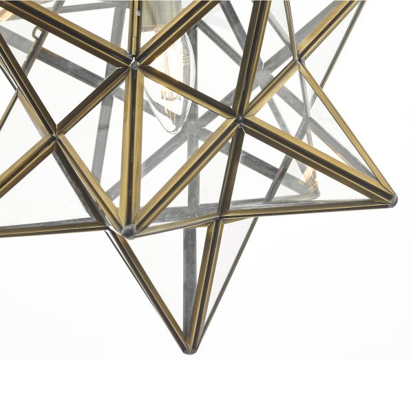 Ilario Large Star Pendant Antique Brass & Glass - Image 2