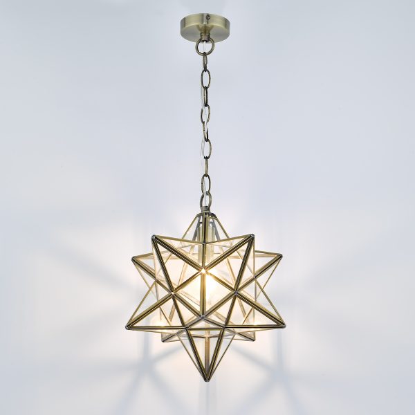 Ilario Large Star Pendant Antique Brass & Glass - Image 3