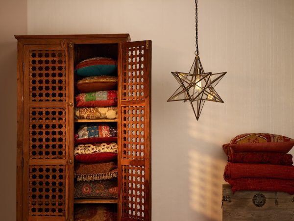 Ilario Large Star Pendant Antique Brass & Glass - Image 5