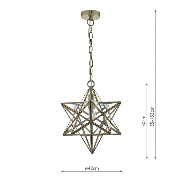 Ilario Large Star Pendant Antique Brass & Glass - Image 6