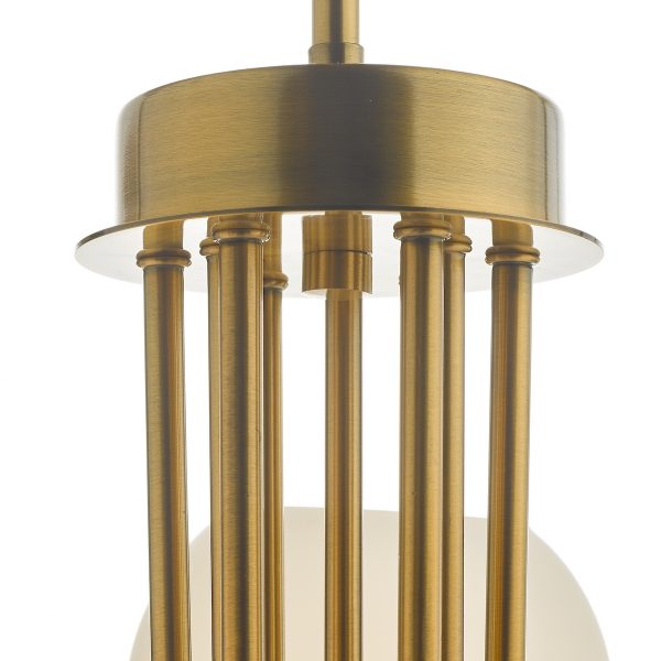 Indra Opal Glass Globe 9 Light Pendant Natural Brass - Image 4