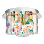 Inter 3 Light Flush Pol Chrome & Iridised Glass