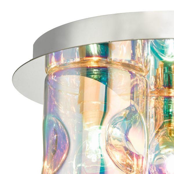 Inter 3 Light Flush Pol Chrome & Iridised Glass - Image 3