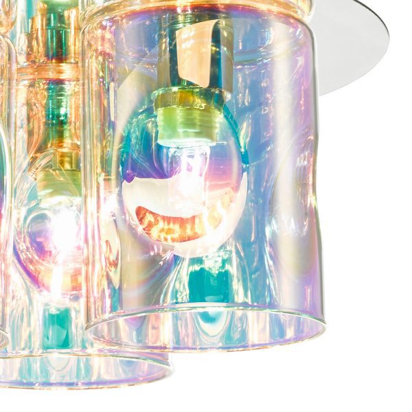 Inter 3 Light Flush Pol Chrome & Iridised Glass - Image 4