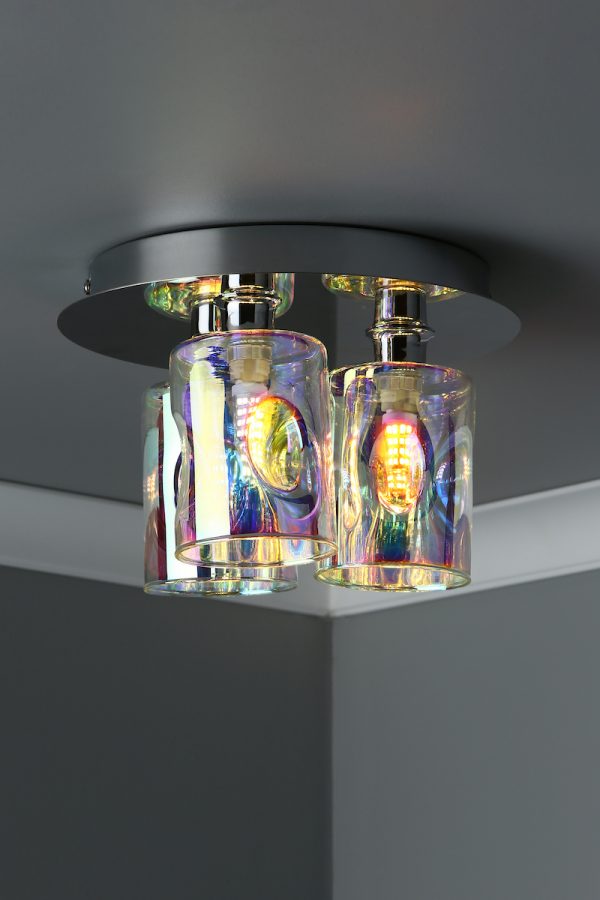 Inter 3 Light Flush Pol Chrome & Iridised Glass - Image 5