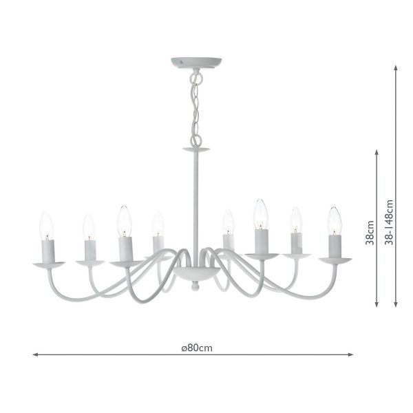 Irwin 8 Light Pendant Dual Mount White - Image 8