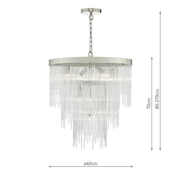 Isla 7lt Pendant Polished Chrome & Clear Glass Rods - Image 7